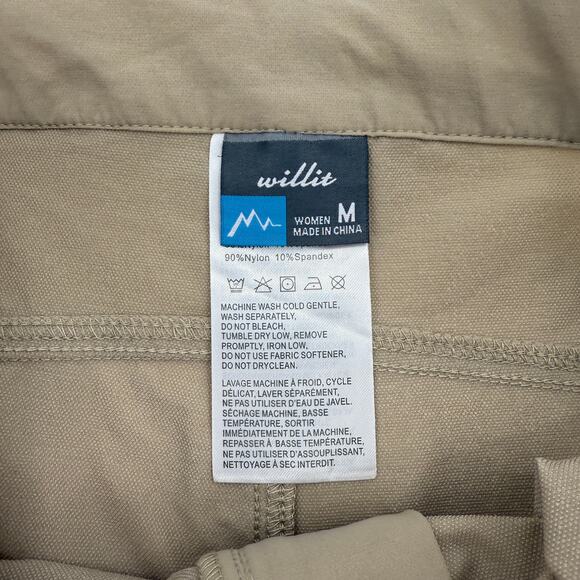 WILLIT Nylon Stretch Outdoor Shorts Womens Size M Tan 5.5 Inch Inseam Pockets - Picture 3 of 8